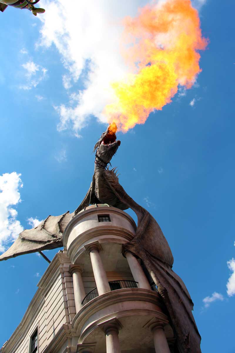 The Wizarding World of Harry Potter - Diagon Alley Gringott's Dragon Breathing Fire